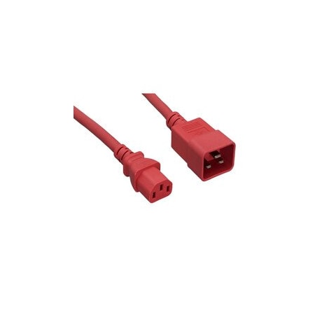 Cable Wholesale Server Power Extension Cord, Red, C20 to C13, 14AWG/3C, 15 Amp, 4 foot 10W2-04204RD